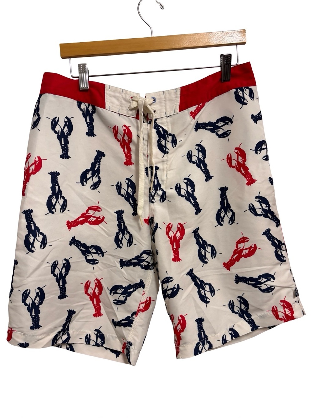 Sperry Red & Navy Lobster Print Swim Board Shorts